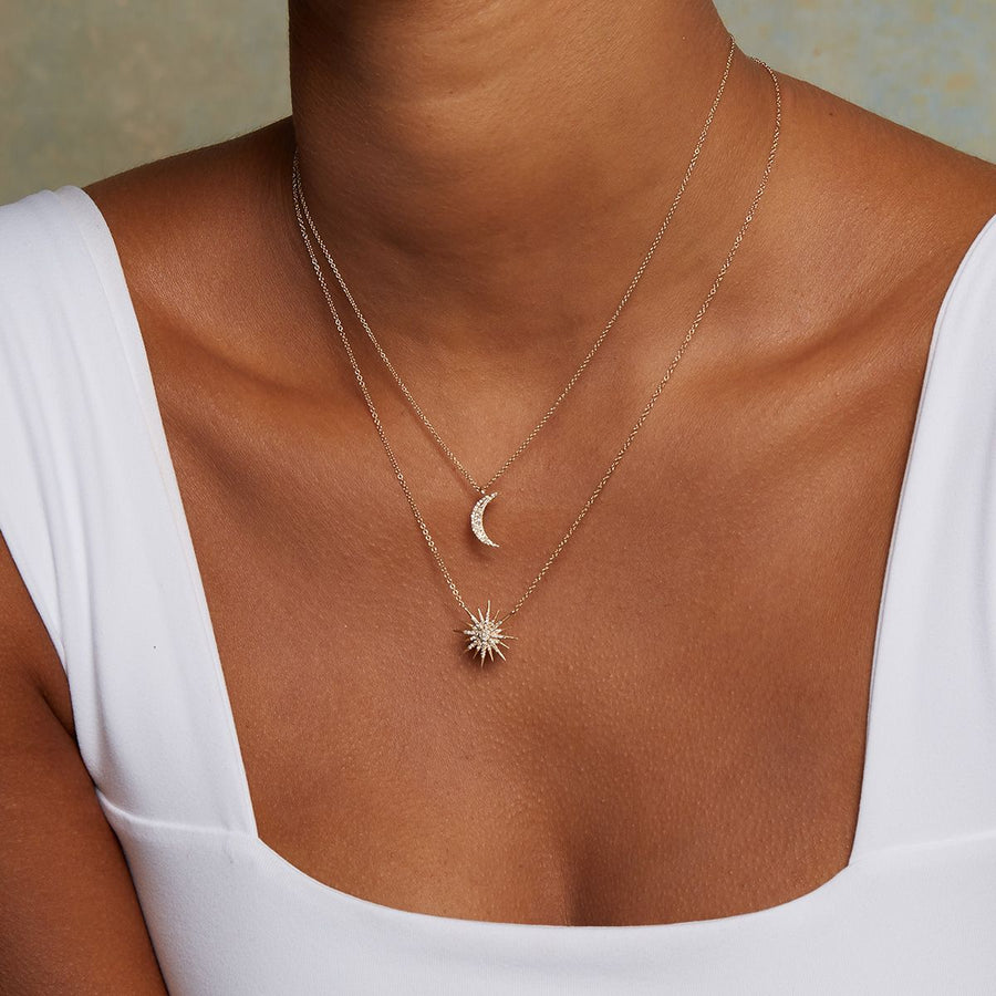 Moon Diamond 14kt Gold Pendant Necklace