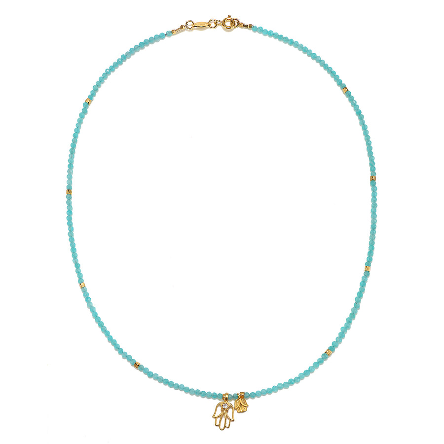 Blessings of Tranquility Hamsa & Amazonite Necklace