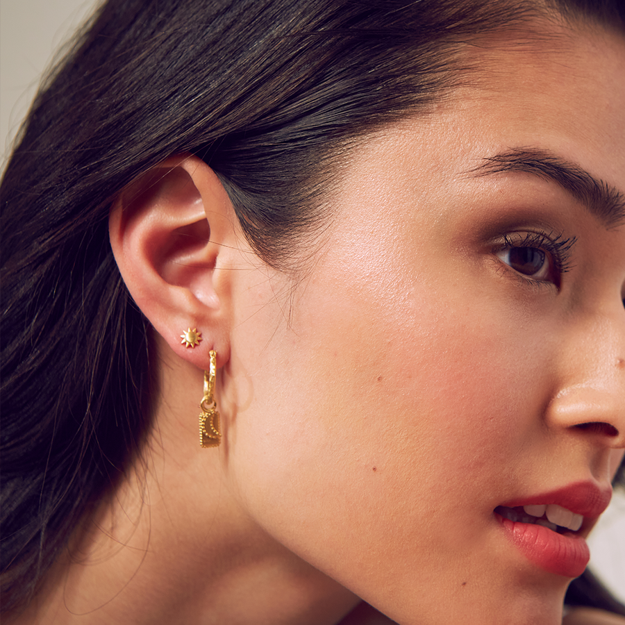 Celestial Light Moon and Star Stud Earrings